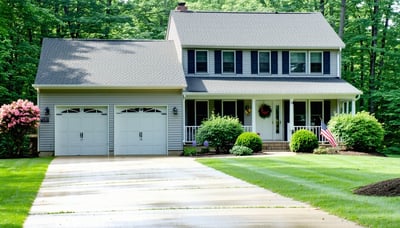 Illustration of a clean house and driveway after power washing Illustration of a clean house and driveway after power washing